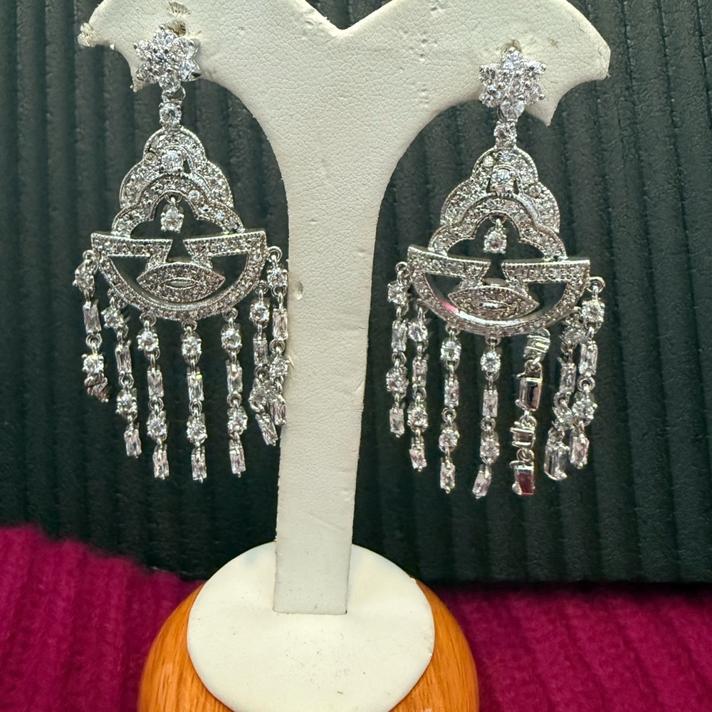 Elegant Silver Chandelier Earrings